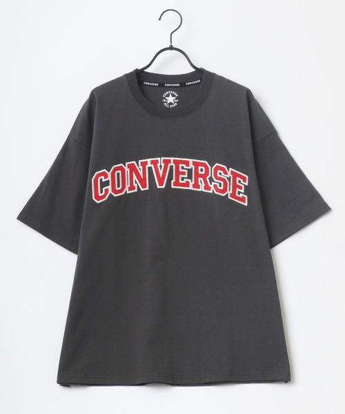 CONVERSE(コンバース)の「CONVERSE/コンバース ビッグシルエット カレッジロゴ アップリケ刺繍 Tシャツ(Tシャツ/カットソー・メンズ・ホワイト/ネイビー/グリーン/スミクロ・LL/M/L)」の12枚目の写真