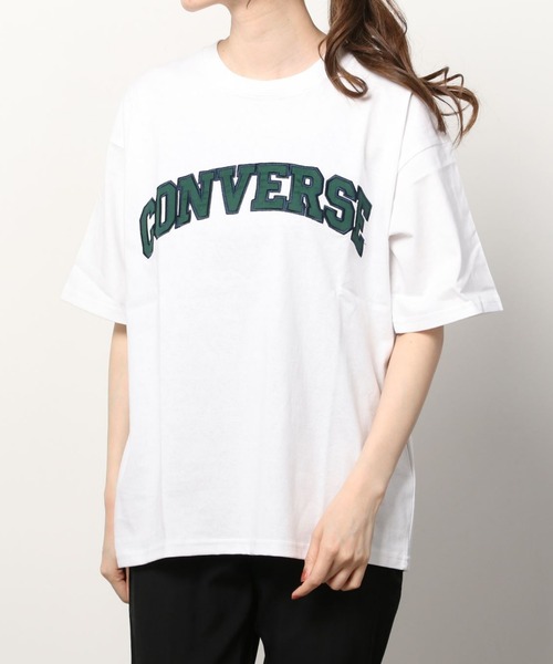 CONVERSE(コンバース)の「CONVERSE/コンバース ビッグシルエット カレッジロゴ アップリケ刺繍 Tシャツ(Tシャツ/カットソー・メンズ・ホワイト/ネイビー/グリーン/スミクロ・LL/M/L)」の20枚目の写真