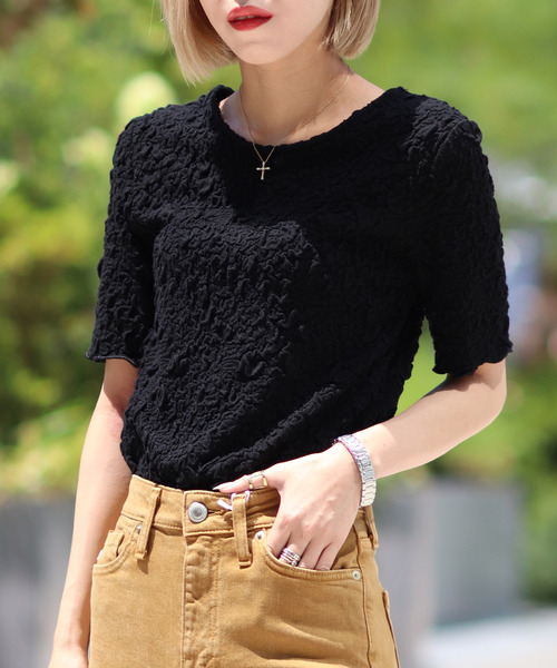 JOINT WORKS（ジョイントワークス）の「J-シャーリングクロップトップス（Tシャツ/カットソー・レディース・サックスブルー/グリーン/ホワイト/ブラック・FREE）」の7枚目の写真