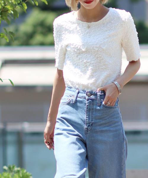 JOINT WORKS（ジョイントワークス）の「J-シャーリングクロップトップス（Tシャツ/カットソー・レディース・サックスブルー/グリーン/ホワイト/ブラック・FREE）」の12枚目の写真