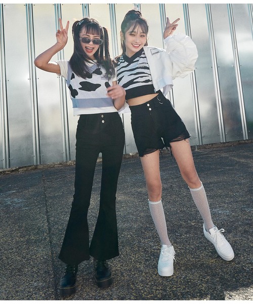 ANAP GｉRL（アナップガール）の「ハイウエストフレアパンツ（その他パンツ・キッズ・ブラック/ライトブルー・XS/M/S）」の13枚目の写真