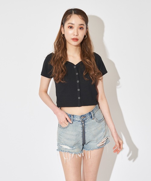 SPIRALGIRL（スパイラルガール）の「オフショルリブトップス（Tシャツ/カットソー・レディース・ブラック/オレンジ/キャメル・FREE）」の9枚目の写真