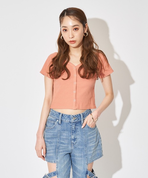 SPIRALGIRL（スパイラルガール）の「オフショルリブトップス（Tシャツ/カットソー・レディース・ブラック/オレンジ/キャメル・FREE）」の18枚目の写真