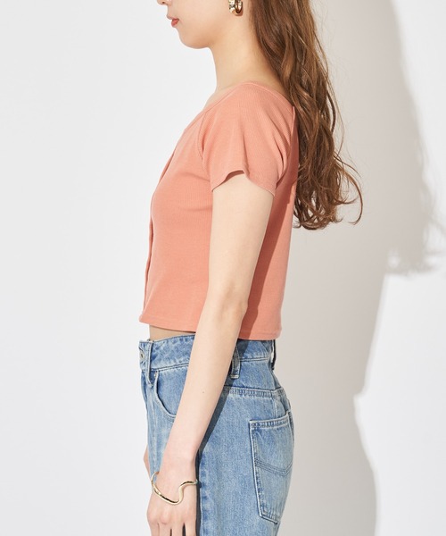 SPIRALGIRL（スパイラルガール）の「オフショルリブトップス（Tシャツ/カットソー・レディース・ブラック/オレンジ/キャメル・FREE）」の15枚目の写真