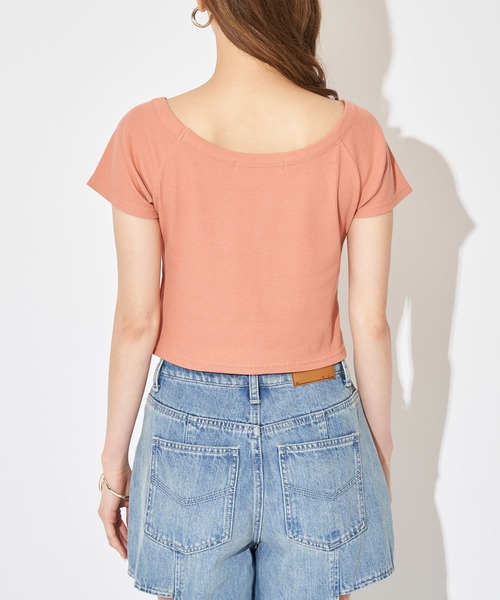 SPIRALGIRL（スパイラルガール）の「オフショルリブトップス（Tシャツ/カットソー・レディース・ブラック/オレンジ/キャメル・FREE）」の14枚目の写真