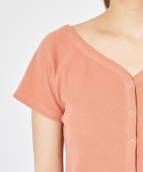 SPIRALGIRL（スパイラルガール）の「オフショルリブトップス（Tシャツ/カットソー・レディース・ブラック/オレンジ/キャメル・FREE）」の12枚目の写真