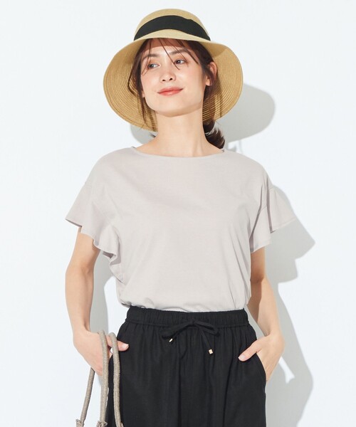 ANY（エニィ）の「【接触冷感・UVケア】フレアスリーブ Tブラウス（Tシャツ/カットソー・レディース・アイボリー系1/オールドローズ系/ブルー系/アイボリー系/ブラック系/ライトグレー系/グリーン系/ブラウン系・4）」の3枚目の写真