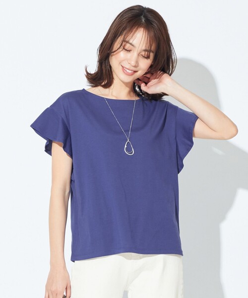 ANY（エニィ）の「【接触冷感・UVケア】フレアスリーブ Tブラウス（Tシャツ/カットソー・レディース・アイボリー系1/オールドローズ系/ブルー系/アイボリー系/ブラック系/ライトグレー系/グリーン系/ブラウン系・4）」の7枚目の写真