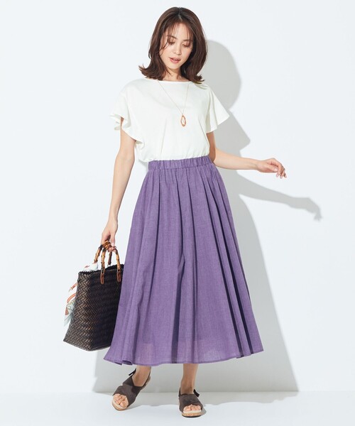 ANY（エニィ）の「【接触冷感・UVケア】フレアスリーブ Tブラウス（Tシャツ/カットソー・レディース・アイボリー系1/オールドローズ系/ブルー系/アイボリー系/ブラック系/ライトグレー系/グリーン系/ブラウン系・4）」の21枚目の写真