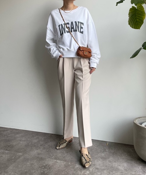 DouDou(ドゥドゥ)の「INSANE ロゴスウェット(Tシャツ/カットソー・レディース・ホワイト/グレイッシュベージュ・FREE)」の6枚目の写真