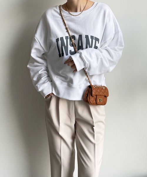 DouDou(ドゥドゥ)の「INSANE ロゴスウェット(Tシャツ/カットソー・レディース・ホワイト/グレイッシュベージュ・FREE)」の9枚目の写真