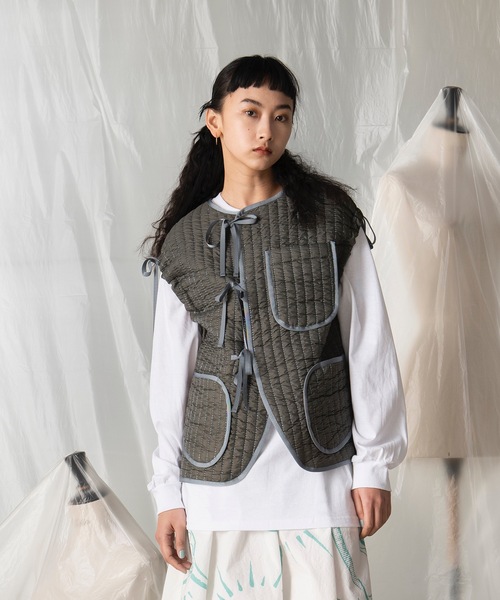 Jordan ミントグリーン キルティングベスト mintdesigns（ミントデザインズ）の「CROWN QUILT VEST / クラウン