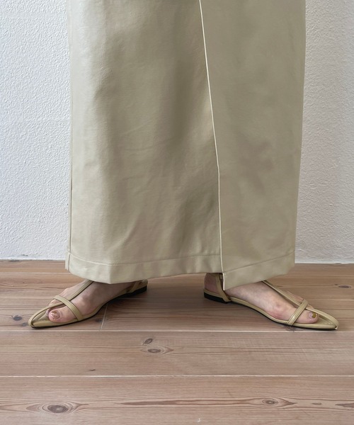 wee9s(ウィークス)の「fake leather wrap skirt / 1年中使えるバックゴムフェイクレザーラップスカート(スカート・レディース・オレンジ/ブルー/ベージュ/ブラック/ピンク・FREE)」の13枚目の写真