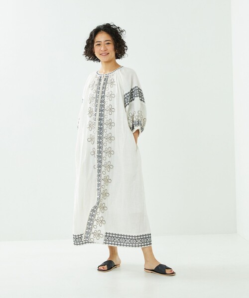 Freada（フリーダ）の「Freada/フリーダ インドコード刺繍ワンピース（シャツワンピース・レディース・ブラック/ホワイト・ﾌﾘ-）」の15枚目の写真
