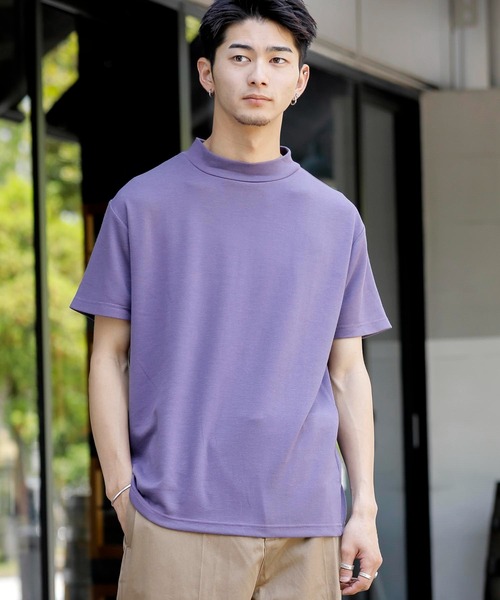 Beno(ビーノ)の「COOLダンボール モックネック TEE(Tシャツ/カットソー・メンズ・ホワイト/チャコールグレー/ライトグレー/ブラック/パープル/マスタード/ブルーグリーン/ライトベージュ・M/L)」の1枚目の写真