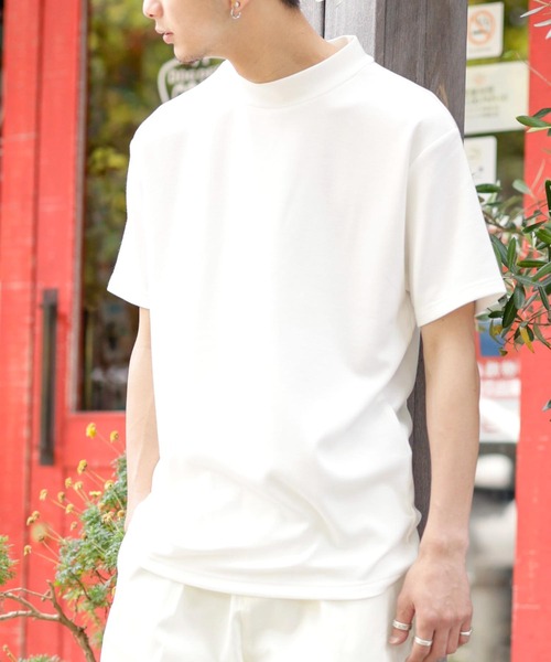 Beno(ビーノ)の「COOLダンボール モックネック TEE(Tシャツ/カットソー・メンズ・ホワイト/チャコールグレー/ライトグレー/ブラック/パープル/マスタード/ブルーグリーン/ライトベージュ・M/L)」の2枚目の写真
