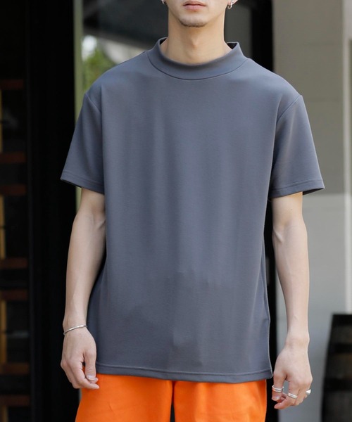 Beno(ビーノ)の「COOLダンボール モックネック TEE(Tシャツ/カットソー・メンズ・ホワイト/チャコールグレー/ライトグレー/ブラック/パープル/マスタード/ブルーグリーン/ライトベージュ・M/L)」の4枚目の写真