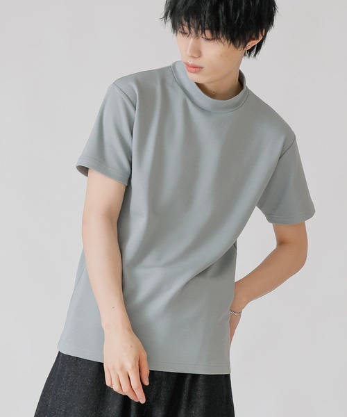 Beno(ビーノ)の「COOLダンボール モックネック TEE(Tシャツ/カットソー・メンズ・ホワイト/チャコールグレー/ライトグレー/ブラック/パープル/マスタード/ブルーグリーン/ライトベージュ・M/L)」の5枚目の写真