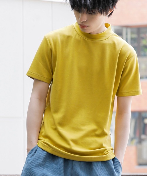 Beno(ビーノ)の「COOLダンボール モックネック TEE(Tシャツ/カットソー・メンズ・ホワイト/チャコールグレー/ライトグレー/ブラック/パープル/マスタード/ブルーグリーン/ライトベージュ・M/L)」の8枚目の写真