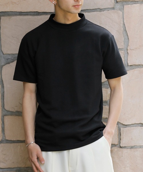 Beno(ビーノ)の「COOLダンボール モックネック TEE(Tシャツ/カットソー・メンズ・ホワイト/チャコールグレー/ライトグレー/ブラック/パープル/マスタード/ブルーグリーン/ライトベージュ・M/L)」の3枚目の写真