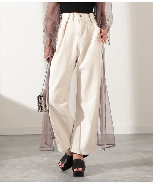 LATINA（ラティーナ）の「ウエスト調整カツラギデニムタッチパンツ（デニムパンツ・レディース・ブラック/アイボリー/ダークグレー・S/M/L）」の2枚目の写真