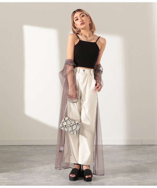 LATINA（ラティーナ）の「ウエスト調整カツラギデニムタッチパンツ（デニムパンツ・レディース・ブラック/アイボリー/ダークグレー・S/M/L）」の10枚目の写真