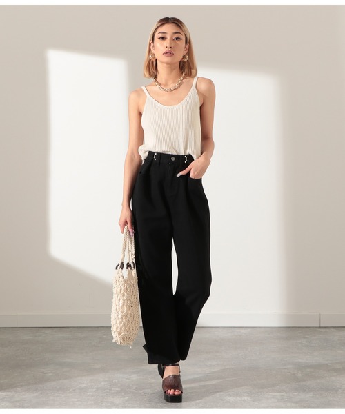 LATINA（ラティーナ）の「ウエスト調整カツラギデニムタッチパンツ（デニムパンツ・レディース・ブラック/アイボリー/ダークグレー・S/M/L）」の8枚目の写真