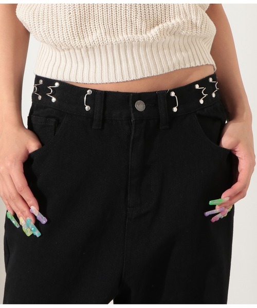 LATINA（ラティーナ）の「ウエスト調整カツラギデニムタッチパンツ（デニムパンツ・レディース・ブラック/アイボリー/ダークグレー・S/M/L）」の12枚目の写真