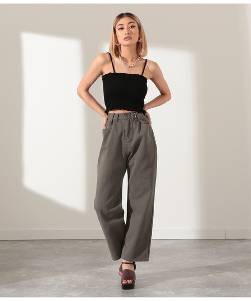 LATINA（ラティーナ）の「ウエスト調整カツラギデニムタッチパンツ（デニムパンツ・レディース・ブラック/アイボリー/ダークグレー・S/M/L）」の13枚目の写真