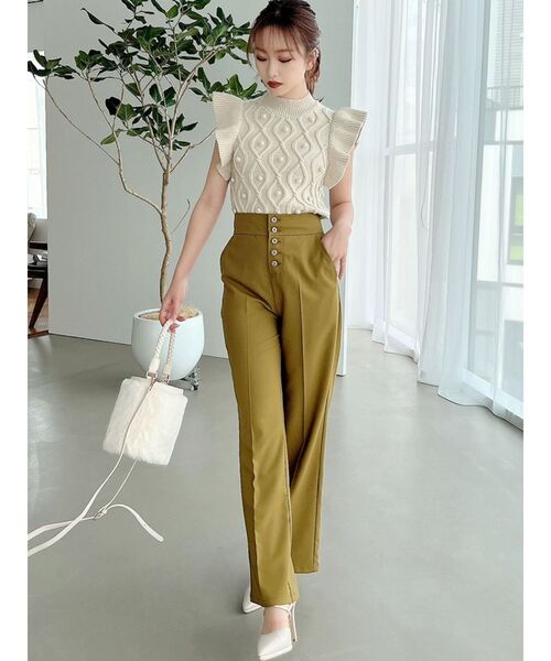 RESEXXY（リゼクシー）の「フロントボタンストレートパンツ（その他パンツ・レディース・ブラック/マスタード/パープル/その他1・FREE）」の7枚目の写真