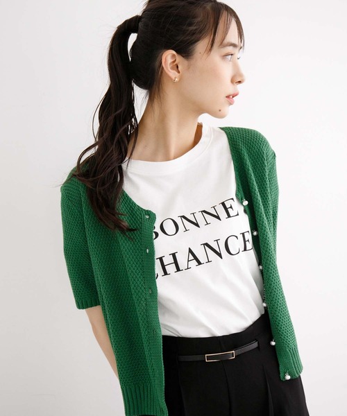 fifth（フィフス）の「パールボタンサマーニットカーディガン（カーディガン/ボレロ・レディース・ブラック/グリーン/アイボリー・M）」の9枚目の写真