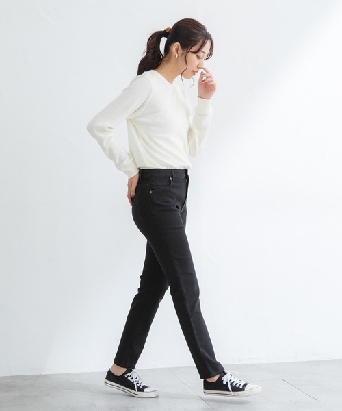 Honeys(ハニーズ)の「デニムスキニー(股下70cm)(デニムパンツ・レディース・ブラック/ライトインディゴブルー/ワンウォッシュ・LL/SS/S/M/L)」の4枚目の写真