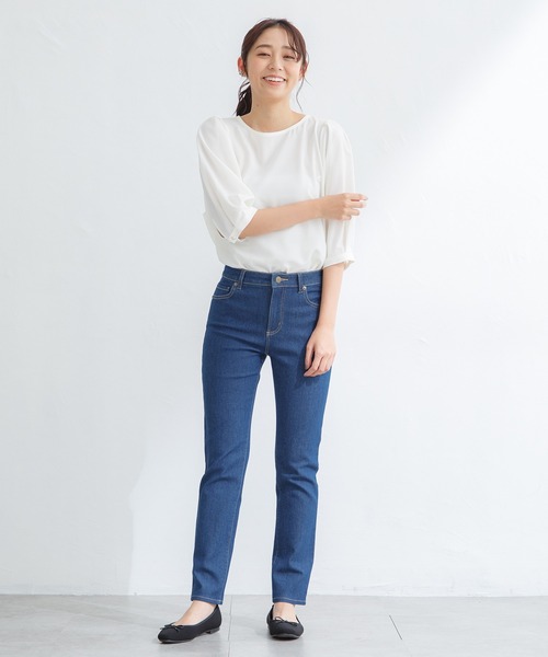 Honeys(ハニーズ)の「デニムスキニー(股下70cm)(デニムパンツ・レディース・ブラック/ライトインディゴブルー/ワンウォッシュ・LL/SS/S/M/L)」の9枚目の写真