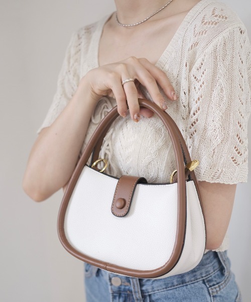 Reurie'（レウリィ）の「2wayバイカラーバッグ（ショルダーバッグ・レディース・ブラック×ホワイト/ブラウン系その他・FREE）」の16枚目の写真