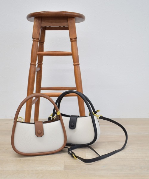 Reurie'（レウリィ）の「2wayバイカラーバッグ（ショルダーバッグ・レディース・ブラック×ホワイト/ブラウン系その他・FREE）」の18枚目の写真