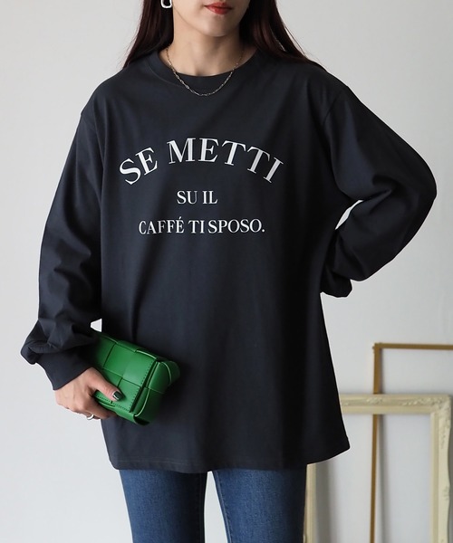 Riberry(リベリー)の「SE METTI シンプルロゴロンT(Tシャツ/カットソー・レディース・オフホワイト/スミクロ・FREE)」の2枚目の写真