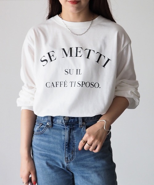 Riberry(リベリー)の「SE METTI シンプルロゴロンT(Tシャツ/カットソー・レディース・オフホワイト/スミクロ・FREE)」の5枚目の写真