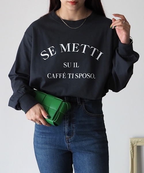 Riberry(リベリー)の「SE METTI シンプルロゴロンT(Tシャツ/カットソー・レディース・オフホワイト/スミクロ・FREE)」の8枚目の写真