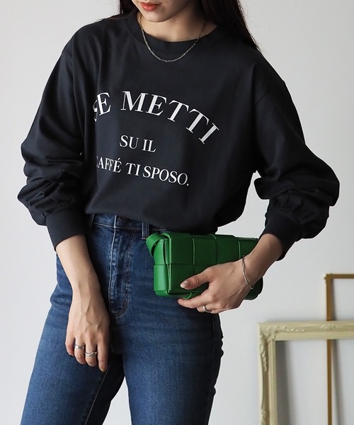 Riberry(リベリー)の「SE METTI シンプルロゴロンT(Tシャツ/カットソー・レディース・オフホワイト/スミクロ・FREE)」の9枚目の写真