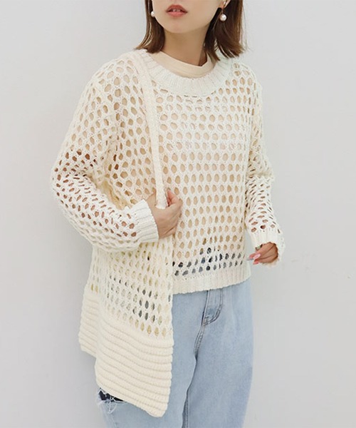 メッシュニットプルオーバー+バッグセット(ニット/セーター)|Isn\'t She?(イズントシー)