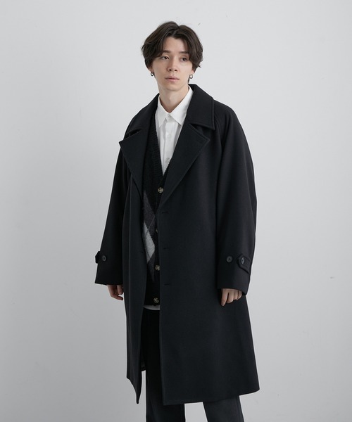 JUNRED（ジュンレッド）の「ウーリーニットラグランオーバートレンチコート（トレンチコート・メンズ・ライトグレー/ブラック/グリーン・S/M/L）」の4枚目の写真