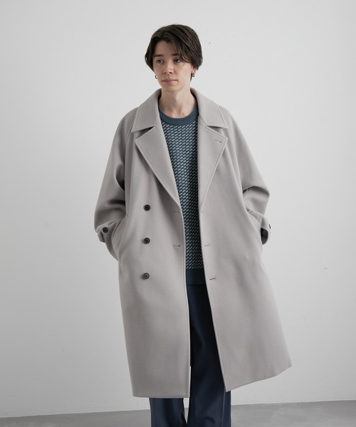 JUNRED（ジュンレッド）の「ウーリーニットラグランオーバートレンチコート（トレンチコート・メンズ・ライトグレー/ブラック/グリーン・S/M/L）」の8枚目の写真