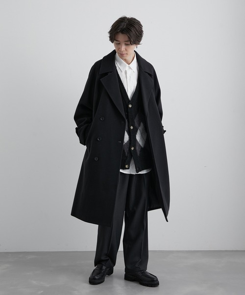 JUNRED（ジュンレッド）の「ウーリーニットラグランオーバートレンチコート（トレンチコート・メンズ・ライトグレー/ブラック/グリーン・S/M/L）」の5枚目の写真