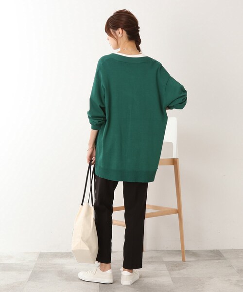 DRESKIP（ドレスキップ）の「◆【すっきり見え】ゆったりVネックカーディガン（カーディガン/ボレロ・レディース・ブラック/グリーン/ベージュ/パープル系・04/02/03）」の22枚目の写真