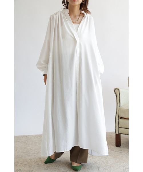 &. NOSTALGIA（アンドドットノスタルジア）の「【ZOZO限定】ボヤージュシャツワンピース（ワンピース・レディース・ブラック/グリーン/ホワイト/グレイッシュベージュ/パープル・FREE）」の7枚目の写真