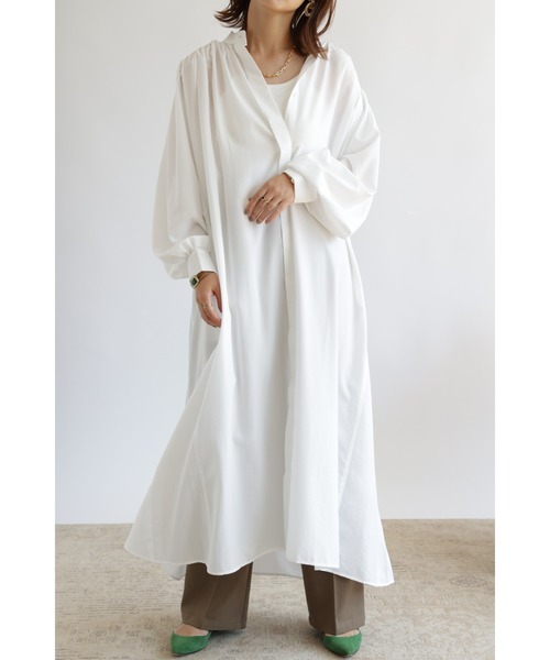 &. NOSTALGIA（アンドドットノスタルジア）の「【ZOZO限定】ボヤージュシャツワンピース（ワンピース・レディース・ブラック/グリーン/ホワイト/グレイッシュベージュ/パープル・FREE）」の9枚目の写真