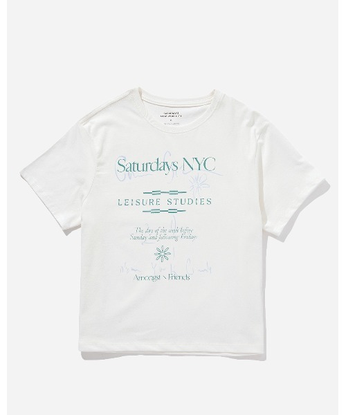 Saturdays NYC（サタデーズ ニューヨークシティ ）の「LEISURE STUDIES STANDARD TEE（Tシャツ/カットソー・レディース・オフホワイト/サックスブルー・S/M/X-SMALL/L）」の2枚目の写真