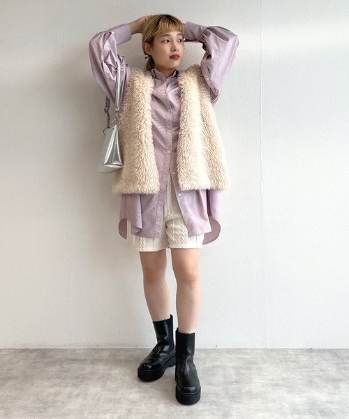 w closet（ダブルクローゼット）の「ケーブル編みジャガードショートパンツ（その他パンツ・レディース・アイボリー/ブルー/ブラック・FREE）」の4枚目の写真