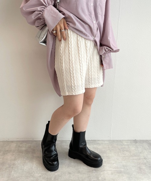 w closet（ダブルクローゼット）の「ケーブル編みジャガードショートパンツ（その他パンツ・レディース・アイボリー/ブルー/ブラック・FREE）」の5枚目の写真