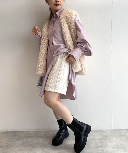 w closet（ダブルクローゼット）の「ケーブル編みジャガードショートパンツ（その他パンツ・レディース・アイボリー/ブルー/ブラック・FREE）」の8枚目の写真